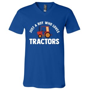 Just A Boy Who Loves Tractors Meaningful Gift V-Neck T-Shirt