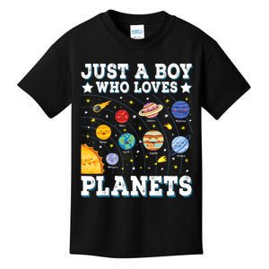 Just A Bo_y Who Loves Planets Solar System Space Science Geek Kids T-Shirt