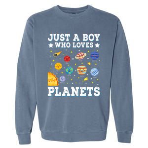 Just A Bo_y Who Loves Planets Solar System Space Science Geek Garment-Dyed Sweatshirt