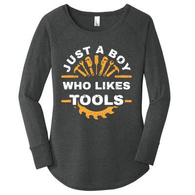 Just A Boy Who Likes Tools Women's Perfect Tri Tunic Long Sleeve Shirt