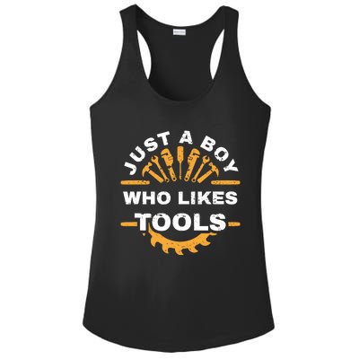 Just A Boy Who Likes Tools Ladies PosiCharge Competitor Racerback Tank