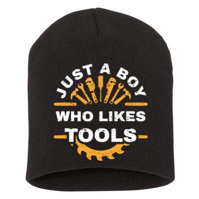 Just A Boy Who Likes Tools Short Acrylic Beanie