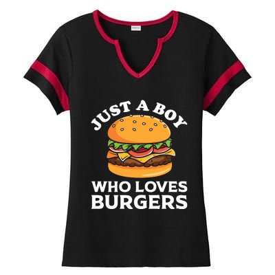 Just A Boy Who Loves Burger Cool Burger Gift Burger Boy Graphic Plus Size Shirt Ladies Halftime Notch Neck Tee