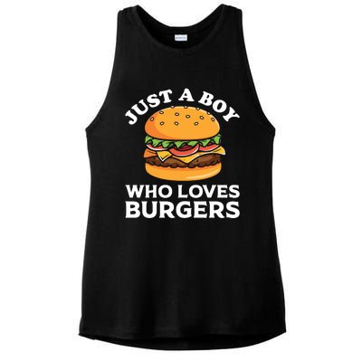 Just A Boy Who Loves Burger Cool Burger Gift Burger Boy Graphic Plus Size Shirt Ladies PosiCharge Tri-Blend Wicking Tank