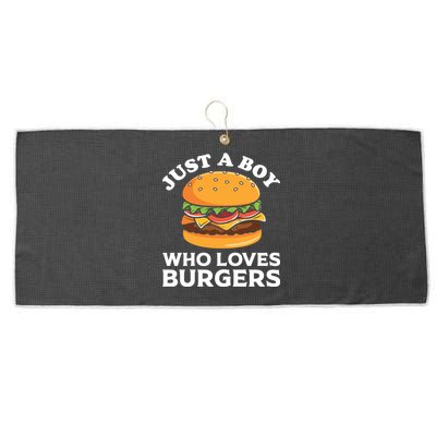 Just A Boy Who Loves Burger Cool Burger Gift Burger Boy Graphic Plus Size Shirt Large Microfiber Waffle Golf Towel