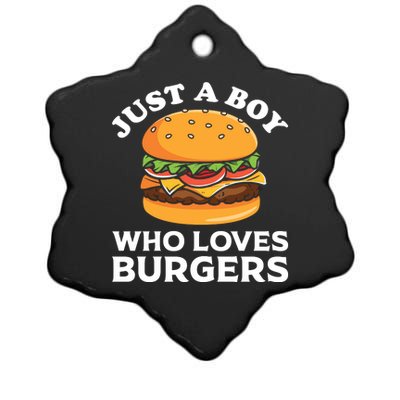 Just A Boy Who Loves Burger Cool Burger Gift Burger Boy Graphic Plus Size Shirt Ceramic Star Ornament