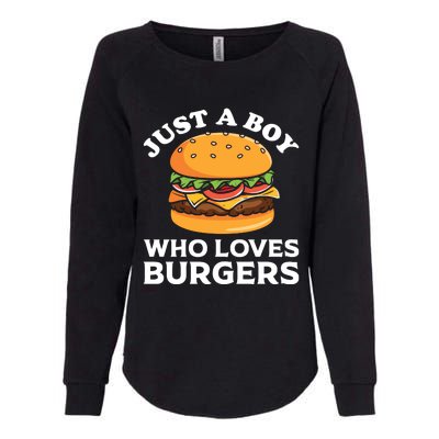 Just A Boy Who Loves Burger Cool Burger Gift Burger Boy Graphic Plus Size Shirt Womens California Wash Sweatshirt