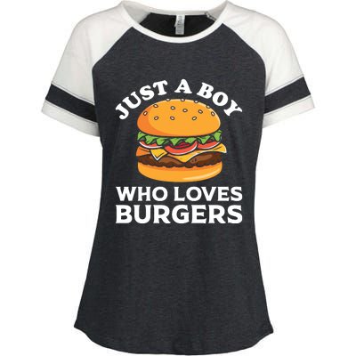 Just A Boy Who Loves Burger Cool Burger Gift Burger Boy Graphic Plus Size Shirt Enza Ladies Jersey Colorblock Tee