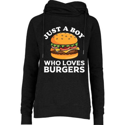 Just A Boy Who Loves Burger Cool Burger Gift Burger Boy Graphic Plus Size Shirt Womens Funnel Neck Pullover Hood