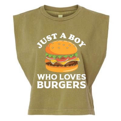 Just A Boy Who Loves Burger Cool Burger Gift Burger Boy Graphic Plus Size Shirt Garment-Dyed Women's Muscle Tee