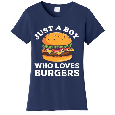 Just A Boy Who Loves Burger Cool Burger Gift Burger Boy Graphic Plus Size Shirt Women's T-Shirt