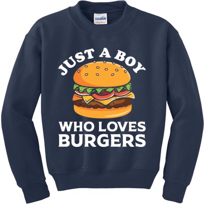 Just A Boy Who Loves Burger Cool Burger Gift Burger Boy Graphic Plus Size Shirt Kids Sweatshirt