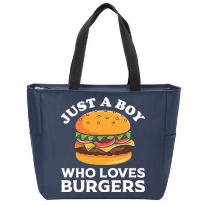 Just A Boy Who Loves Burger Cool Burger Gift Burger Boy Graphic Plus Size Shirt Zip Tote Bag