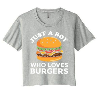 Just A Boy Who Loves Burger Cool Burger Gift Burger Boy Graphic Plus Size Shirt Women's Crop Top Tee