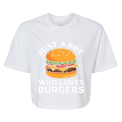 Just A Boy Who Loves Burger Cool Burger Gift Burger Boy Graphic Plus Size Shirt Bella+Canvas Jersey Crop Tee