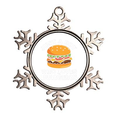 Just A Boy Who Loves Burger Cool Burger Gift Burger Boy Graphic Plus Size Shirt Metallic Star Ornament