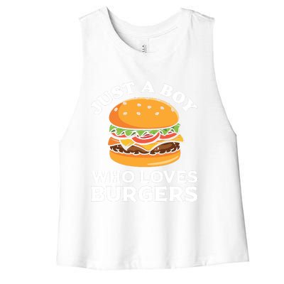 Just A Boy Who Loves Burger Cool Burger Gift Burger Boy Graphic Plus Size Shirt Women's Racerback Cropped Tank