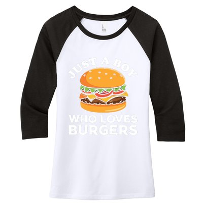 Just A Boy Who Loves Burger Cool Burger Gift Burger Boy Graphic Plus Size Shirt Women's Tri-Blend 3/4-Sleeve Raglan Shirt