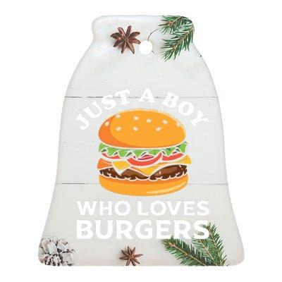 Just A Boy Who Loves Burger Cool Burger Gift Burger Boy Graphic Plus Size Shirt Ceramic Bell Ornament