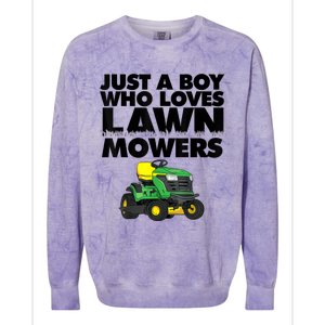 Just A Boy Who Loves Lawn Mowers Colorblast Crewneck Sweatshirt