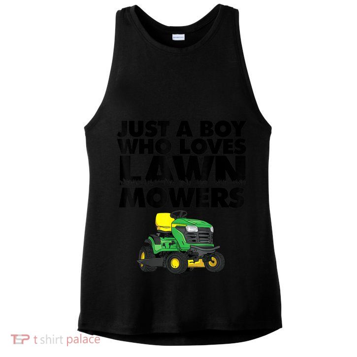 Just A Boy Who Loves Lawn Mowers Ladies PosiCharge Tri-Blend Wicking Tank