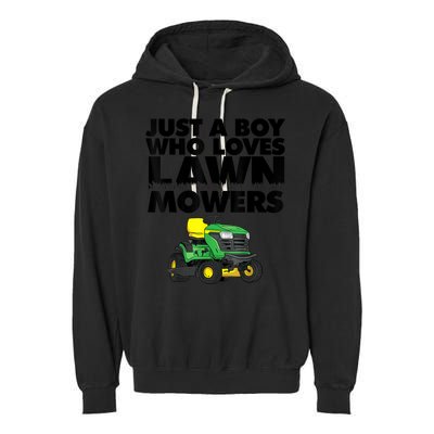 Just A Boy Who Loves Lawn Mowers Garment-Dyed Fleece Hoodie