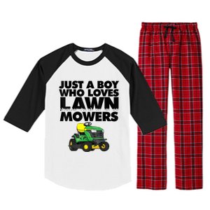 Just A Boy Who Loves Lawn Mowers Raglan Sleeve Pajama Set