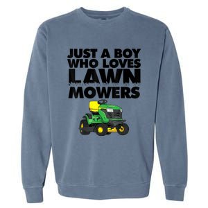 Just A Boy Who Loves Lawn Mowers Garment-Dyed Sweatshirt