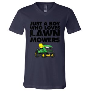 Just A Boy Who Loves Lawn Mowers V-Neck T-Shirt