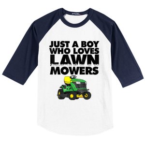 Just A Boy Who Loves Lawn Mowers Baseball Sleeve Shirt