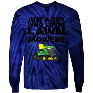 Just A Boy Who Loves Lawn Mowers Tie-Dye Long Sleeve Shirt