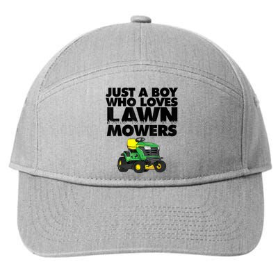 Just A Boy Who Loves Lawn Mowers 7-Panel Snapback Hat