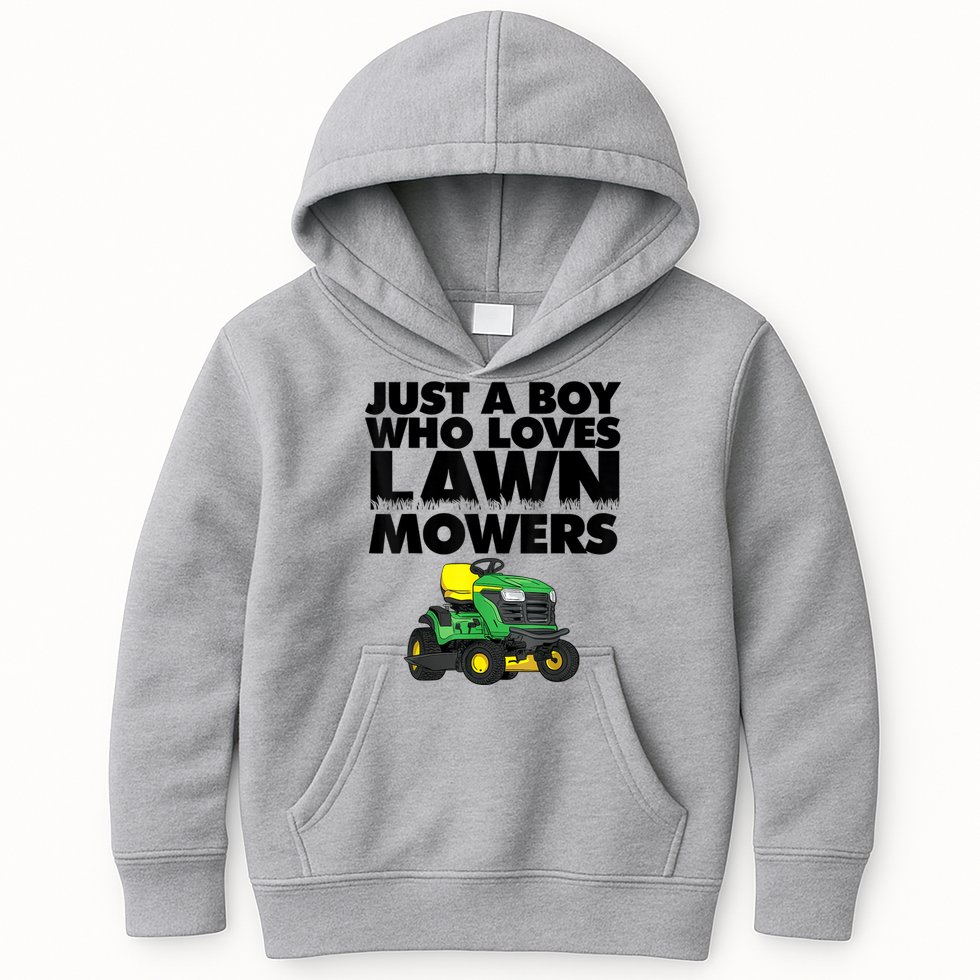 Just A Boy Who Loves Lawn Mowers Kids Hoodie