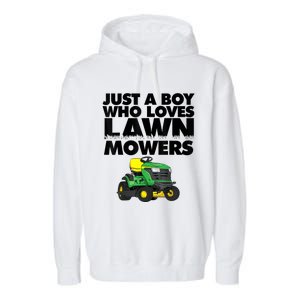 Just A Boy Who Loves Lawn Mowers Garment-Dyed Fleece Hoodie