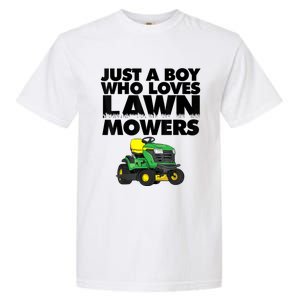 Just A Boy Who Loves Lawn Mowers Garment-Dyed Heavyweight T-Shirt