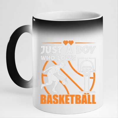 Just A Boy Who Loves Basketball For Boys 11oz Black Color Changing Mug