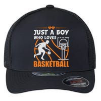 Just A Boy Who Loves Basketball For Boys Flexfit Unipanel Trucker Cap