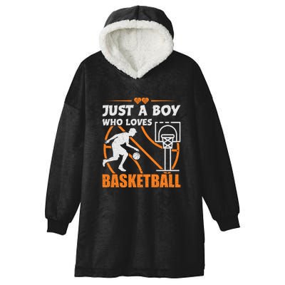 Just A Boy Who Loves Basketball For Boys Hooded Wearable Blanket