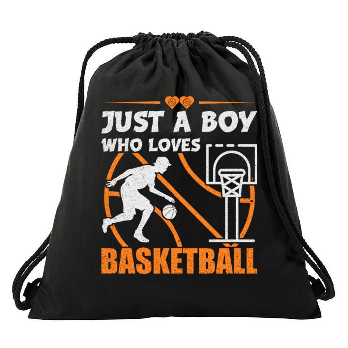 Just A Boy Who Loves Basketball For Boys Drawstring Bag