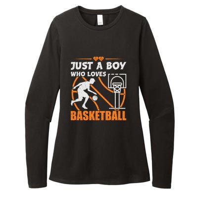 Just A Boy Who Loves Basketball For Boys Womens CVC Long Sleeve Shirt