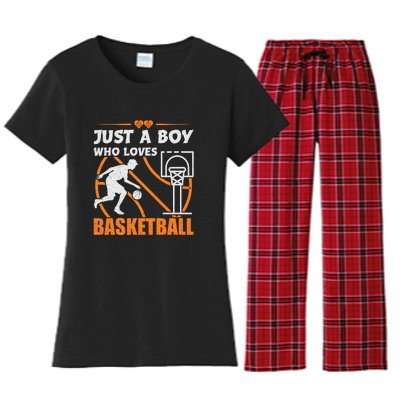 Just A Boy Who Loves Basketball For Boys Women's Flannel Pajama Set