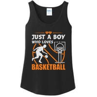 Just A Boy Who Loves Basketball For Boys Ladies Essential Tank