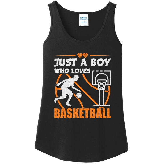 Just A Boy Who Loves Basketball For Boys Ladies Essential Tank