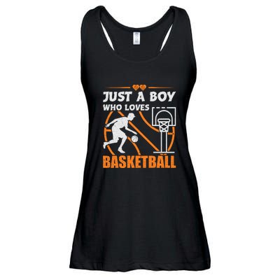 Just A Boy Who Loves Basketball For Boys Ladies Essential Flowy Tank