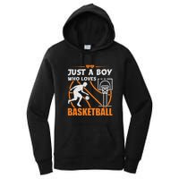 Just A Boy Who Loves Basketball For Boys Women's Pullover Hoodie