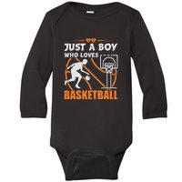 Just A Boy Who Loves Basketball For Boys Baby Long Sleeve Bodysuit