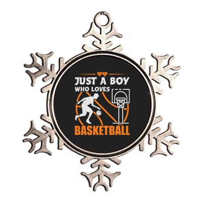 Just A Boy Who Loves Basketball For Boys Metallic Star Ornament