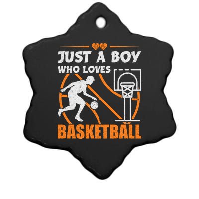 Just A Boy Who Loves Basketball For Boys Ceramic Star Ornament