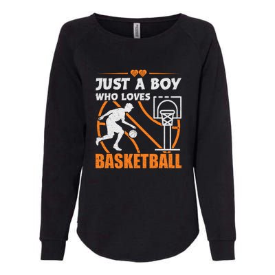 Just A Boy Who Loves Basketball For Boys Womens California Wash Sweatshirt