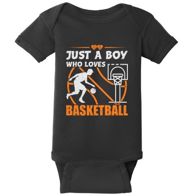 Just A Boy Who Loves Basketball For Boys Baby Bodysuit